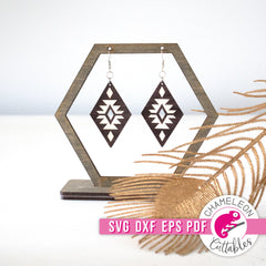 Aztec inspired Diamond Earrings and Keychain for Laser cutter svg dxf eps pdf SVG DXF PNG Cutting File
