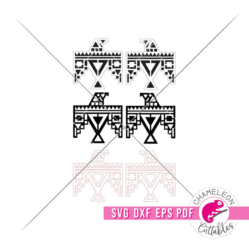 Aztec inspired Eagle Earrings and Keychain for Laser cutter svg dxf eps pdf SVG DXF PNG Cutting File