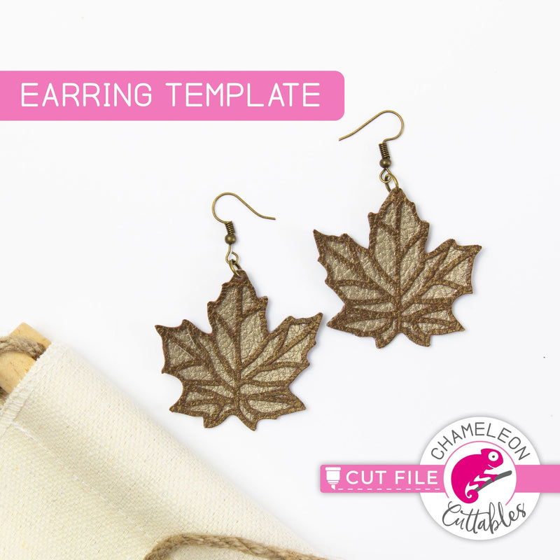 Fall Maple Leaf Earring Template svg png dxf eps SVG DXF PNG Cutting File