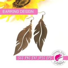 Feather Earring Template Fall svg png dxf eps jpeg SVG DXF PNG Cutting File