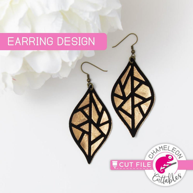 Geometric Leaf A Earring Template svg png dxf eps SVG DXF PNG Cutting File