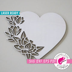 Heart with Flower sign for Laser cutter svg dxf eps pdf SVG DXF PNG Cutting File