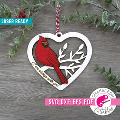 Cardinal Heart Ornament Christmas Laser svg dxf eps pdf