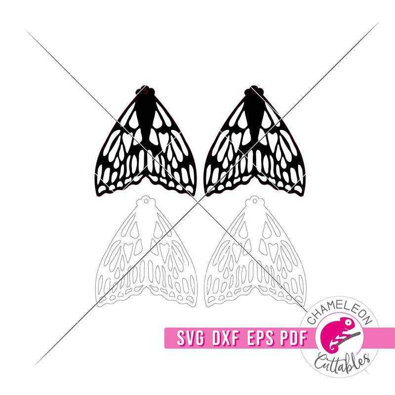 Moth Earrings for Laser cutter svg dxf eps pdf SVG DXF PNG Cutting File