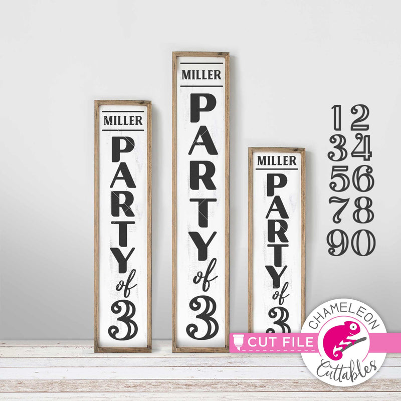 Party of 1-9 numbers included vertical Porch design svg png dxf SVG DXF PNG Cutting File