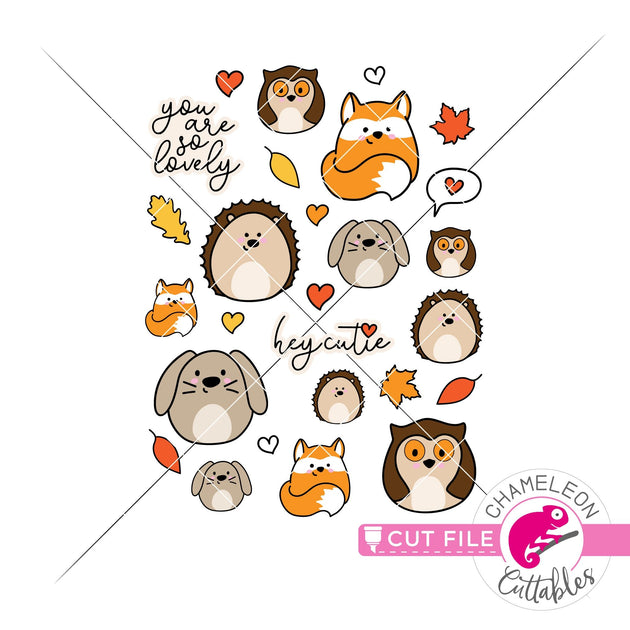 Print and Cut Fall Animal Stickers PNG Chameleon Cuttables LLC