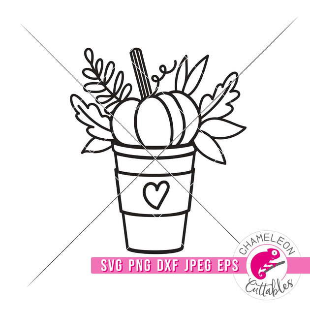 Pumpkin Spice Latte drawing Fall svg png dxf eps jpeg Chameleon ...