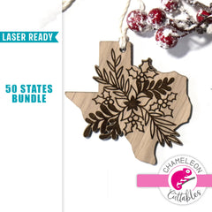 50 Christmas States Ornament Bundle Laser svg png dxf eps jpeg