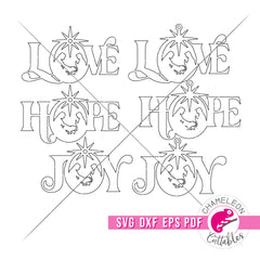 Hope Love Joy Nativity Christmas Ornament Bundle svg dxf eps pdf