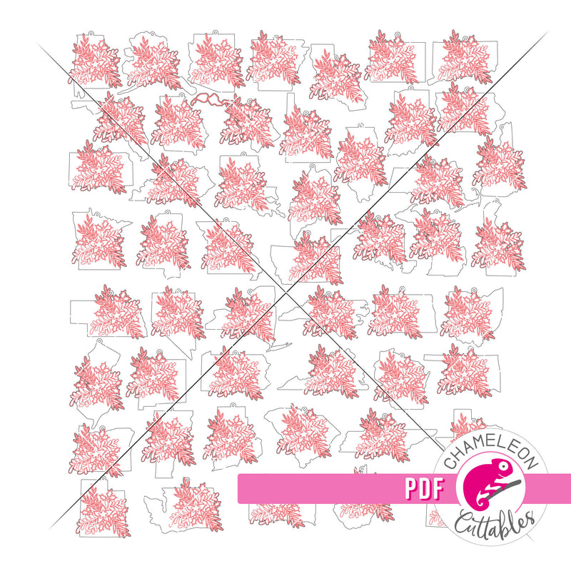 50 Christmas States Ornament Bundle Laser svg png dxf eps jpeg