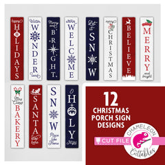 12 Christmas porch sign designs bundle svg png dxf SVG DXF PNG Cutting File