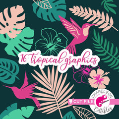 16 Tropical Graphics svg png dxf eps jpeg SVG DXF PNG Cutting File