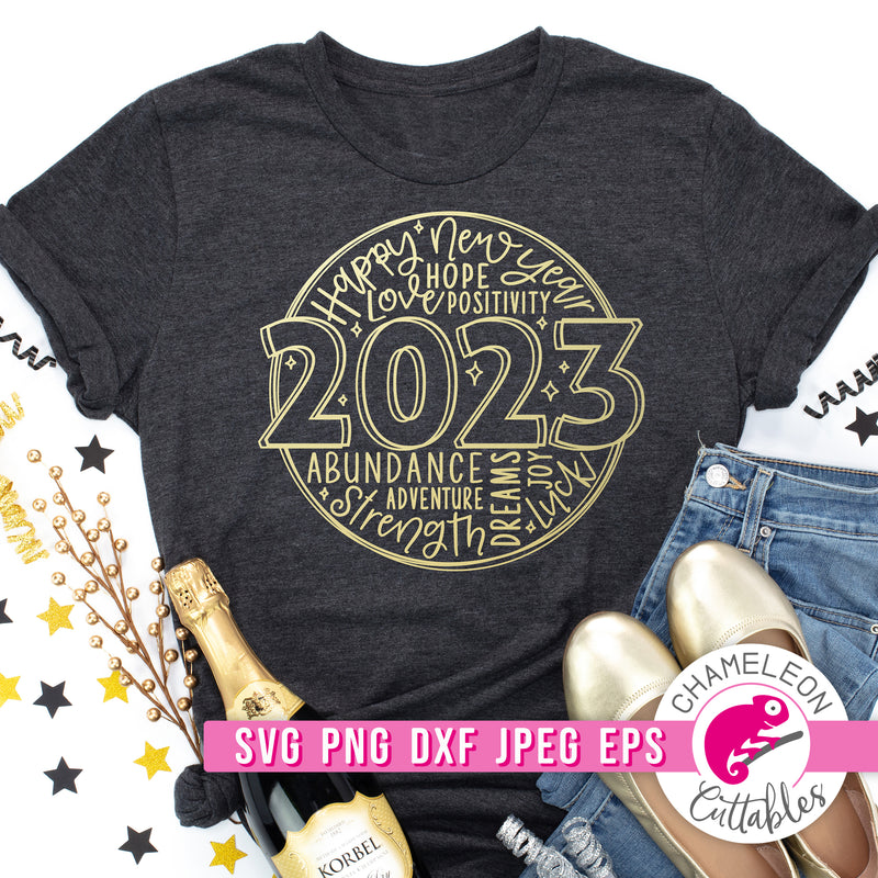 2023 New Year's Eve Circle svg png dxf eps jpeg