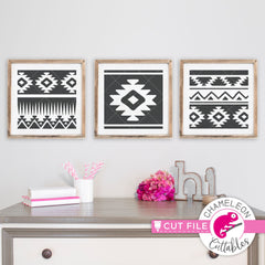 3 Aztec Pattern Squares tribal svg png dxf eps jpeg SVG DXF PNG Cutting File