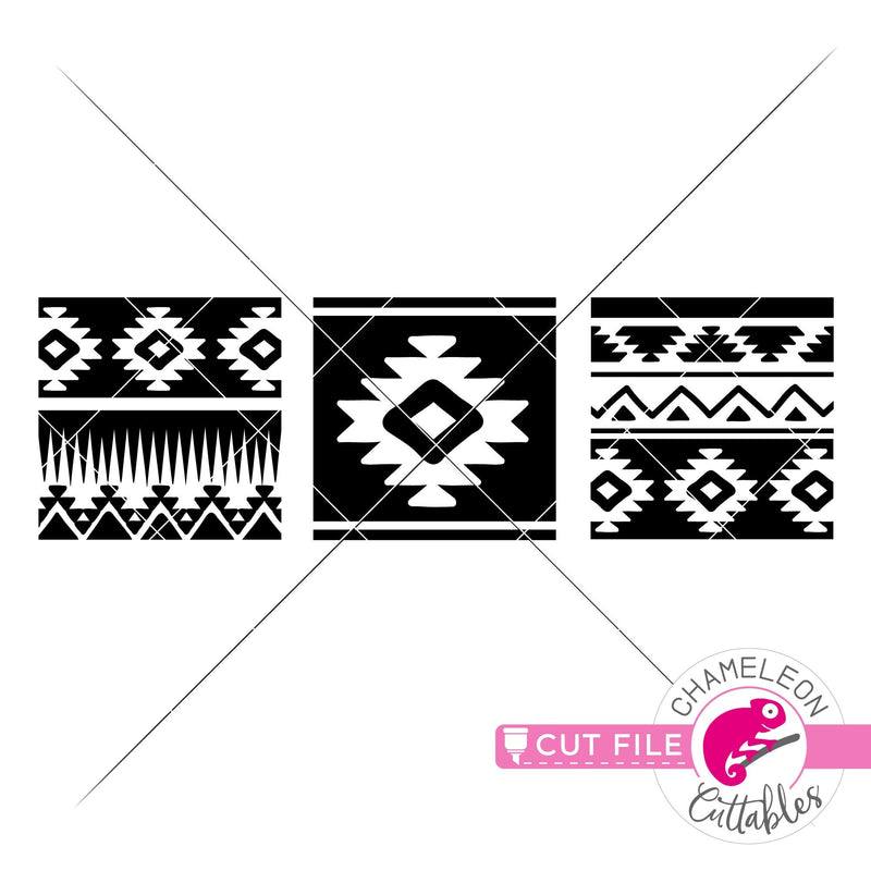 3 Aztec Pattern Squares tribal svg png dxf eps jpeg SVG DXF PNG Cutting File