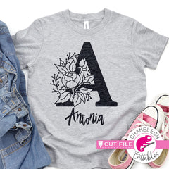 A Floral Monogram Letter with Flowers svg png dxf eps jpeg SVG DXF PNG Cutting File