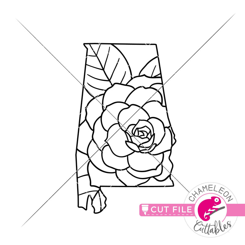 Alabama state flower Camellia outline svg png dxf eps jpeg SVG DXF PNG Cutting File