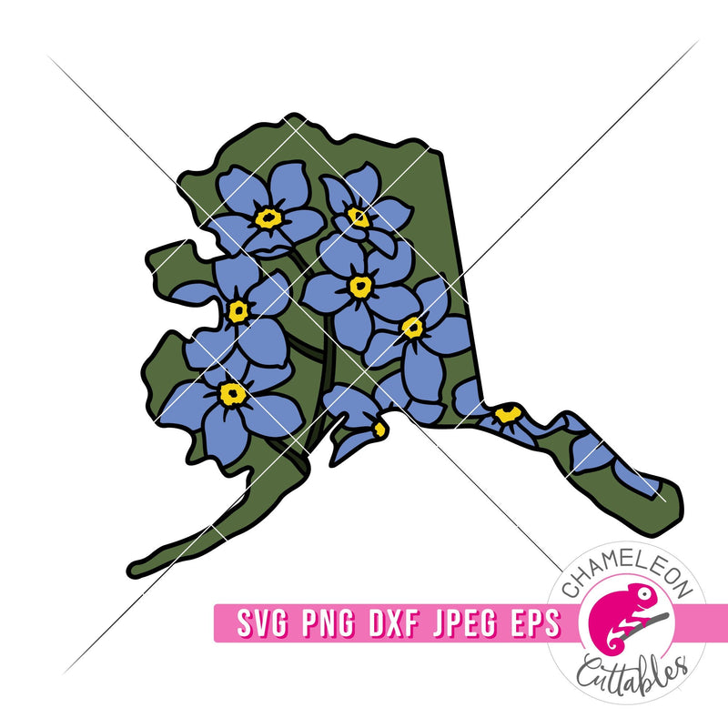 Alaska state flower Forget me not layered svg png dxf eps jpeg SVG DXF PNG Cutting File