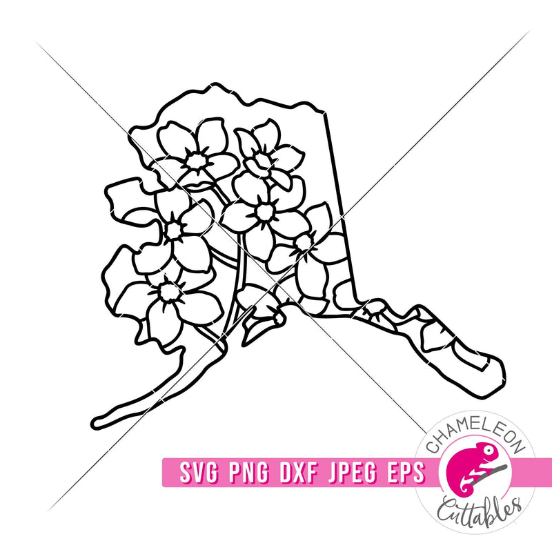 Alaska state flower Forget me not outline svg png dxf eps jpeg SVG DXF PNG Cutting File