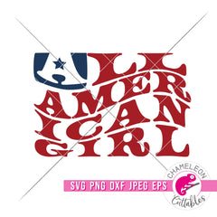 All American Girl Flag Retro 4th of July svg png dxf eps jpeg SVG DXF PNG Cutting File