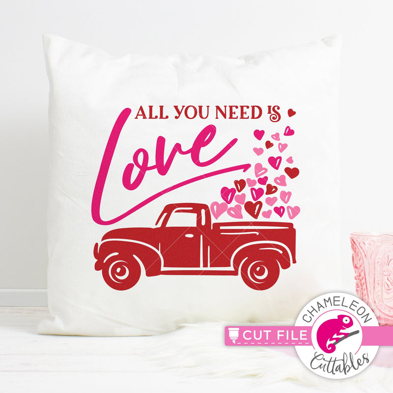 All you need is love truck Valentines day svg png dxf eps jpeg SVG DXF PNG Cutting File