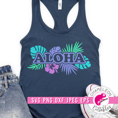 Aloha tropical leaves svg png dxf eps jpeg