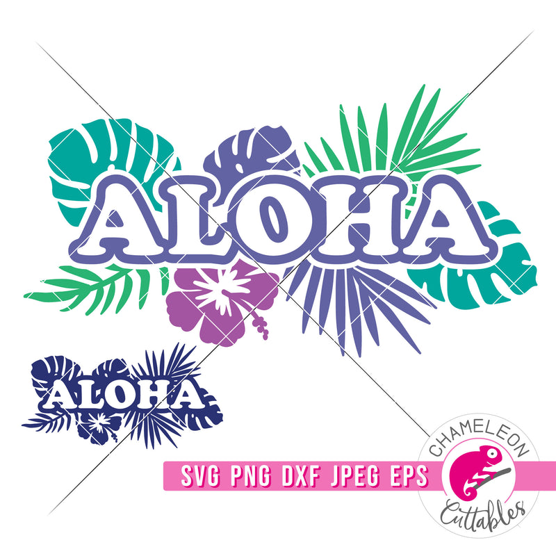 Aloha tropical leaves svg png dxf eps jpeg