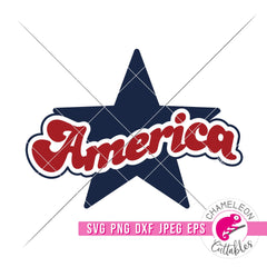 America Star Retro 4th of July svg png dxf eps jpeg SVG DXF PNG Cutting File