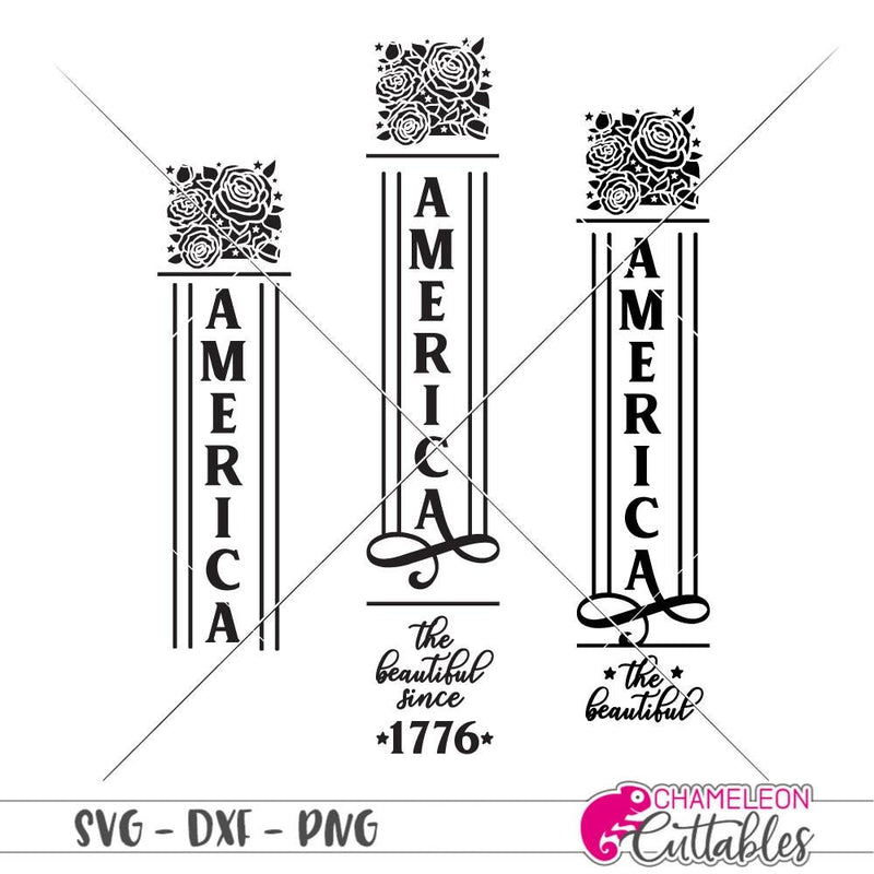 America the beautiful USA 4th of July vertical svg png dxf SVG DXF PNG Cutting File