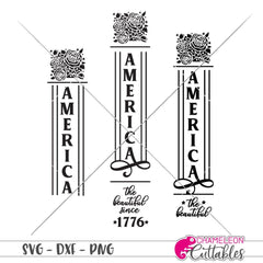 America the beautiful USA 4th of July vertical svg png dxf SVG DXF PNG Cutting File