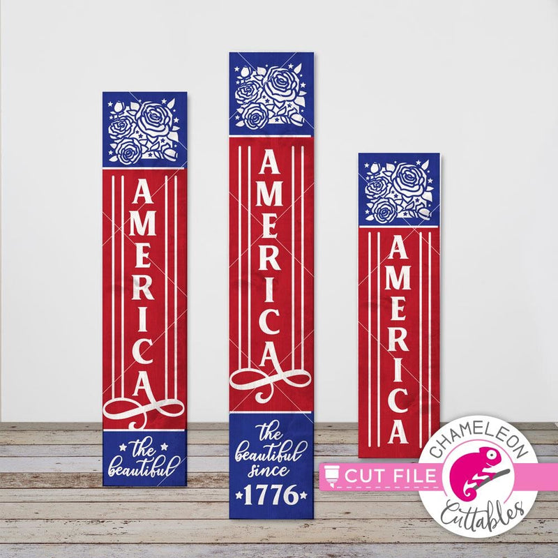 America the beautiful USA 4th of July vertical svg png dxf SVG DXF PNG Cutting File