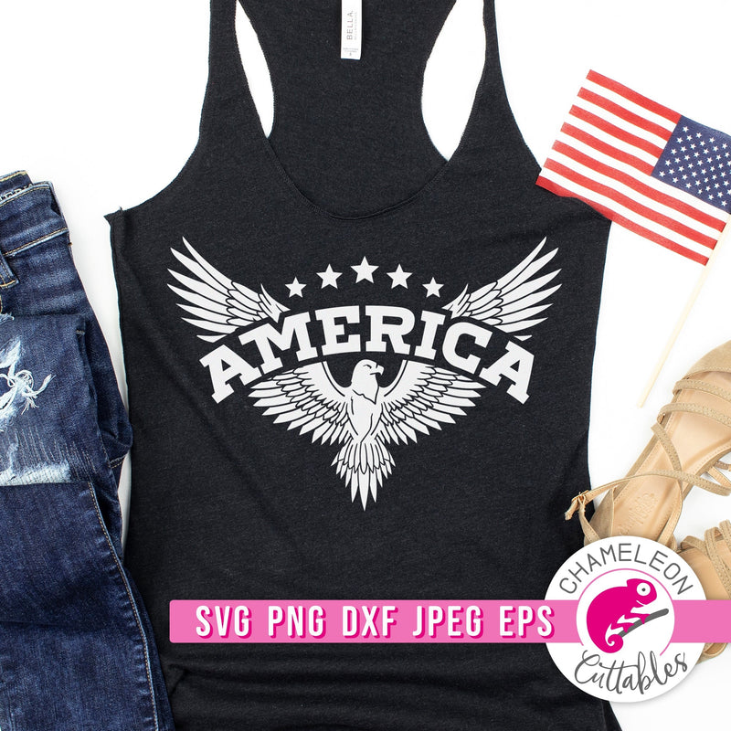 America Vintage Eagle Retro 4th of July svg png dxf eps jpeg SVG DXF PNG Cutting File