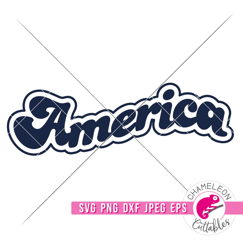 America Wave Retro 4th of July svg png dxf eps jpeg SVG DXF PNG Cutting File