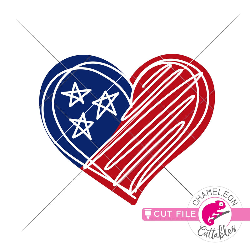 American flag heart hand drawn sketch 4th of July svg png dxf eps jpeg SVG DXF PNG Cutting File