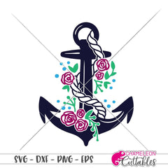 Anchor With Roses Svg Png Dxf Eps Svg Dxf Png Cutting File