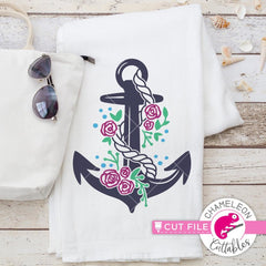 Anchor With Roses Svg Png Dxf Eps Svg Dxf Png Cutting File