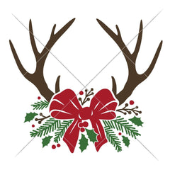 Antlers With Christmas Bow Multi Color Svg Png Dxf Eps Svg Dxf Png Cutting File