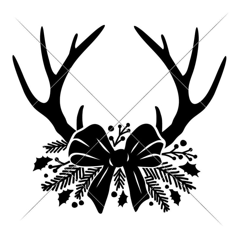 Antlers With Christmas Bow Svg Png Dxf Eps Svg Dxf Png Cutting File