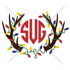 Antlers With Christmas Lights For Monogram Svg Png Dxf Eps Svg Dxf Png Cutting File