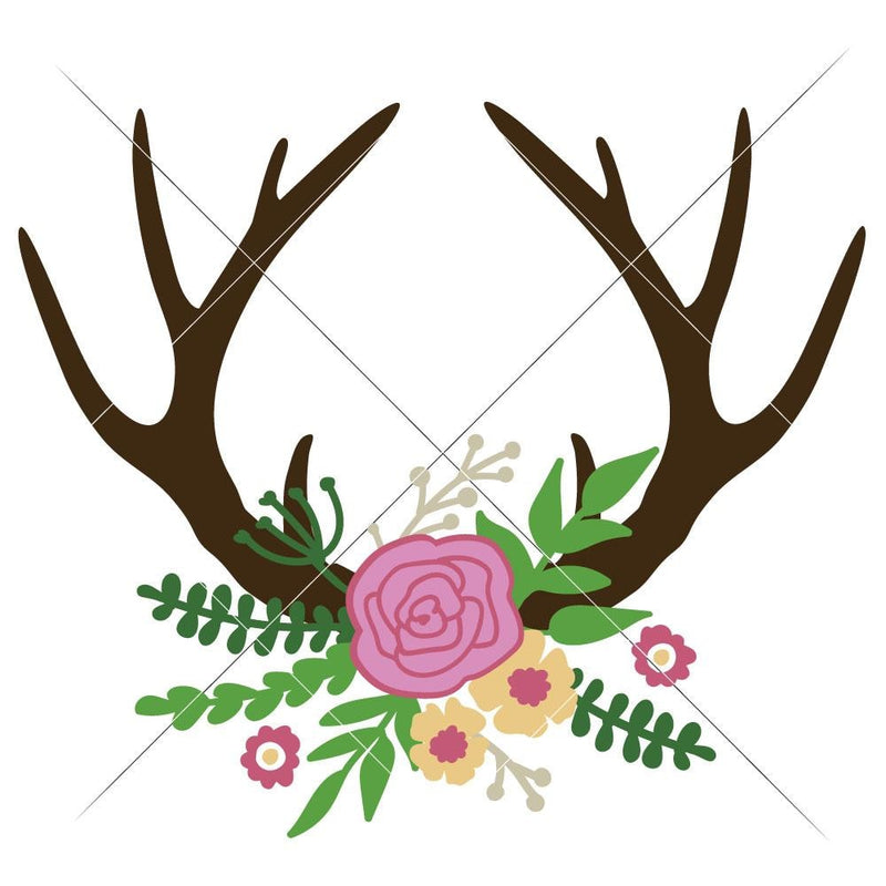 Antlers With Flowers Multi Color Svg Png Dxf Eps Svg Dxf Png Cutting File