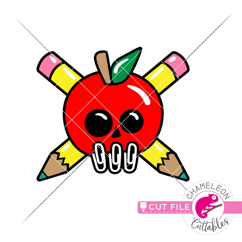 Apple skull with pencils svg png dxf eps jpeg SVG DXF PNG Cutting File