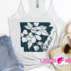 Arkansas state flower Apple Blossom home outline svg png dxf eps jpeg SVG DXF PNG Cutting File