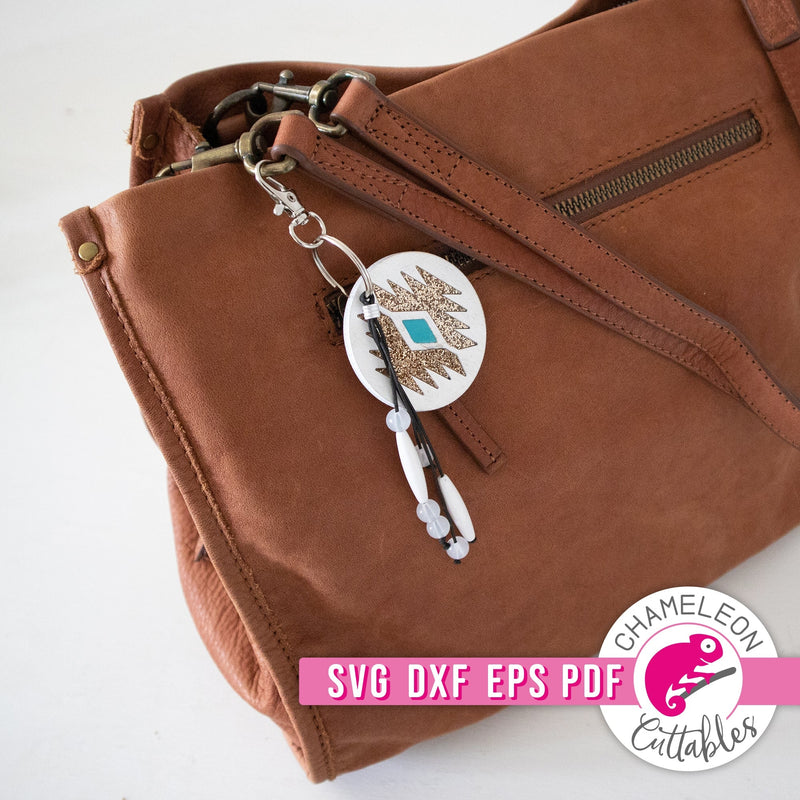 Aztec inspired Circle Earrings and Keychain for Laser cutter svg dxf eps pdf SVG DXF PNG Cutting File