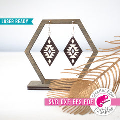 Aztec inspired Diamond Earrings and Keychain for Laser cutter svg dxf eps pdf SVG DXF PNG Cutting File