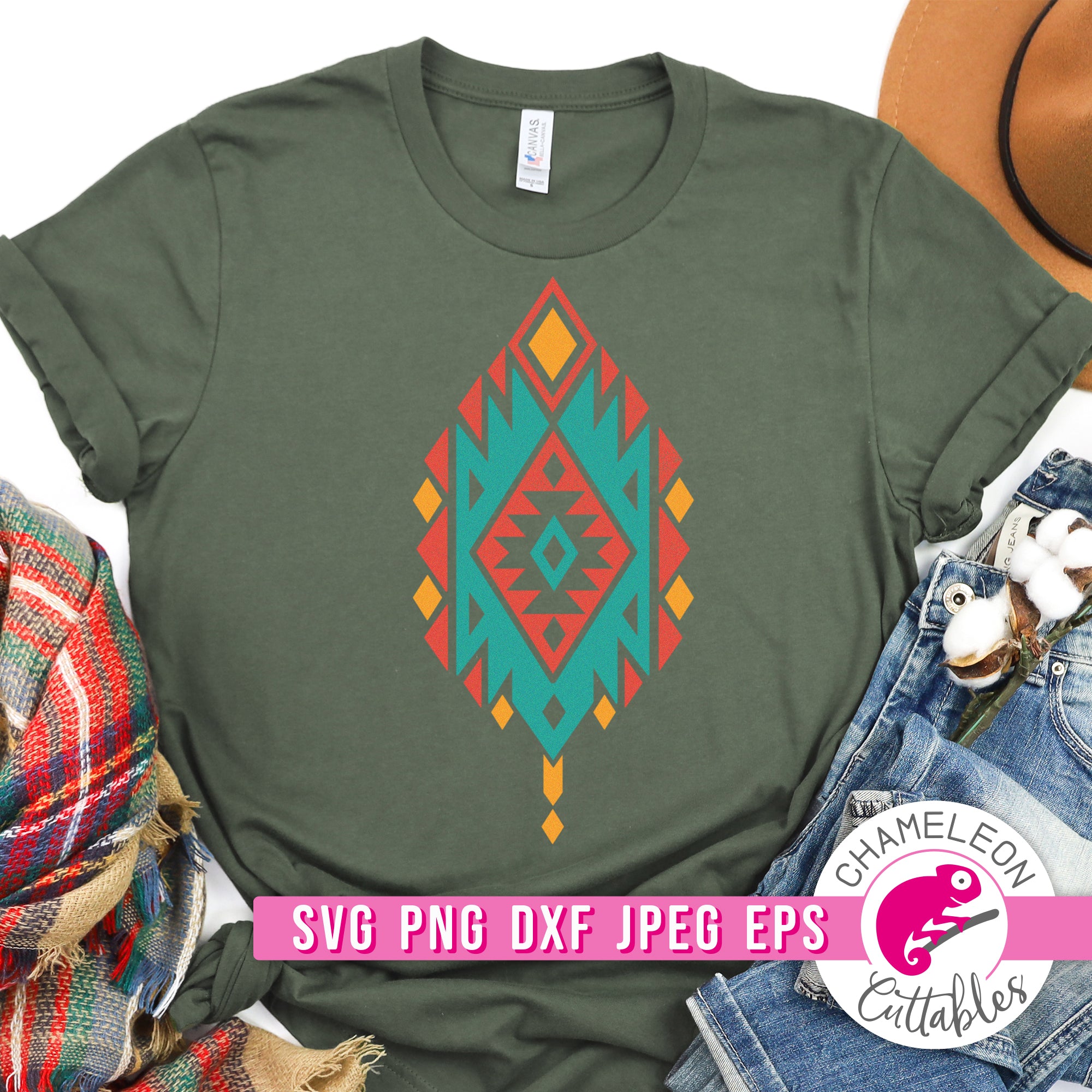 Aztec Fall Leaf Southwestern pattern svg png dxf eps jpeg Chameleon ...