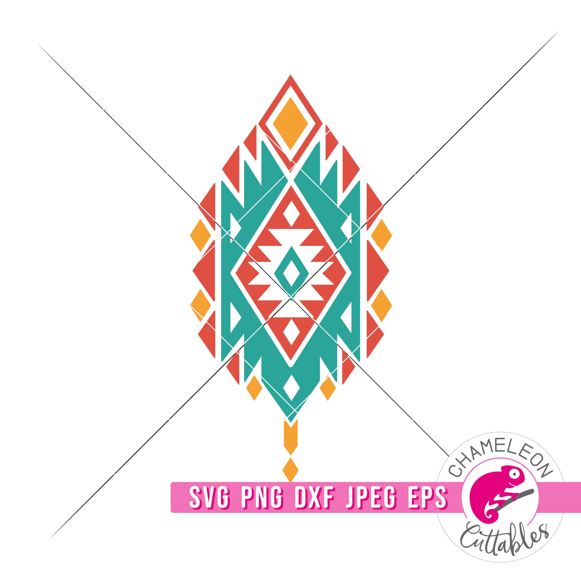 Aztec Fall Leaf Southwestern pattern svg png dxf eps jpeg Chameleon ...