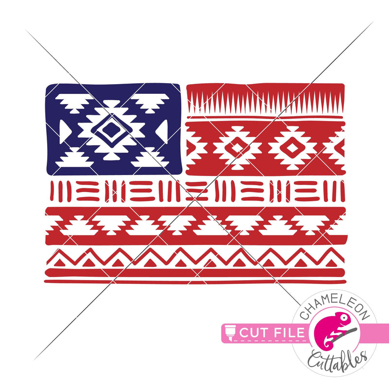 Aztec Pattern American Flag patriotic 4th of July svg png dxf eps jpeg SVG DXF PNG Cutting File