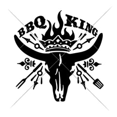 Bbq King With Cow Skull Bull Head Svg Png Dxf Eps Svg Dxf Png Cutting File