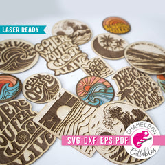 Beach Ocean Sticker Bundle for Laser cutter svg dxf eps pdf SVG DXF PNG Cutting File