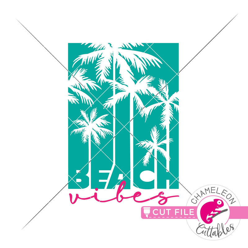 Beach vibes palm tree rectangle svg png dxf eps jpeg SVG DXF PNG Cutting File